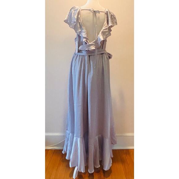 NWT Show Me Your MuMu Samantha Ruffle Cap Sleeve Wrap Silver Dress 2X - Picture 3 of 10
